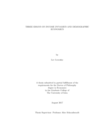 Three essays on income dynamics and demographic economics