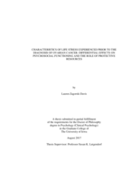Characteristics of life stress experienced prior to the diagnosis of ovarian cancer: Differential effects on psychosocial functioning and the role of protective resources