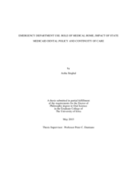 Emergency department use: role of medical home, impact of state Medicaid dental policy and continuity of care