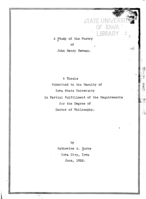 A study of the poetry of John Henry Newman