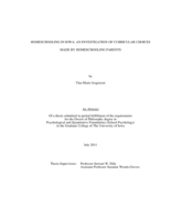 Homeschooling in Iowa: an investigation of curricular choices made by homeschooling parents