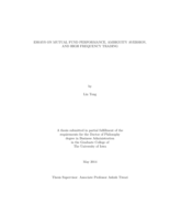 Essays on mutual fund performance, ambiguity aversion, and high frequency trading
