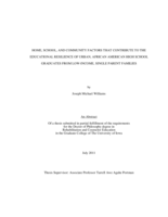 Home, school, and community factors that contribute to the educational resilience of urban, African American high school graduates from low-income, single-parent families