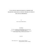Evaluation of choices by bilingual children with disabilities across social contexts: the role of stimulus and language preference