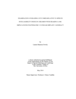 Examination of reading outcomes relative to speech intelligibility index in children with hearing loss: implications for pediatric cochlear implant candidacy