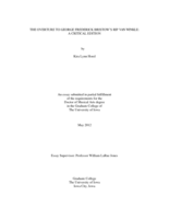 The overture to George Frederick Bristow's Rip Van Winkle: a critical edition