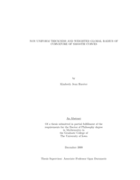 Non uniform thickness and weighted global radius of curvature of smooth curves