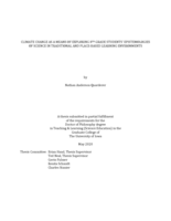 Climate change as a means of exploring 8th grade students' epistemologies of science in traditional and place-based learning environments