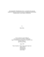 Psychometric properties of full and reduced length forms of the balanced inventory of desirable responding under honest and faking conditions