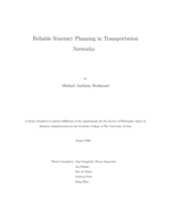 Reliable itinerary planning in transportation networks