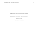 Reproducible Analyses in Educational Research