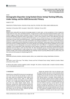 Demographic Disparities Using Ranked‐Choice Voting? Ranking Difficulty, Under‐Voting, and the 2020 Democratic Primary