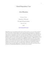 Liberal Dependency Care