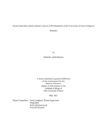 Factors that affect dental students’ interest in Prosthodontics at the University of Iowa College of Dentistry