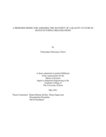 A proposed model for assessing the maturity of a quality culture in manufacturing organizations