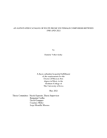 An annotated catalog of flute music by female composers between 1988 and 2021