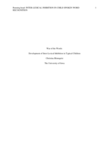 War of the Words: Development of Inter-Lexical Inhibition in Typical Children