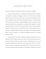 Learning as Anamnesis in Augustine’s De Magistro