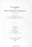 Proceedings of the Sixth Hydraulics Conference