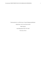 Parent perspectives on effectiveness of speech language pathologists during home visits for early intervention