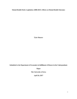 Mental Health Parity Legislation (2008-2015): Effects on Mental Health Outcomes
