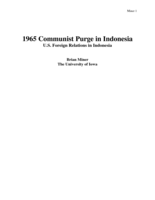 1965 Communist Purge in Indonesia: U.S. Foreign Relations in Indonesia