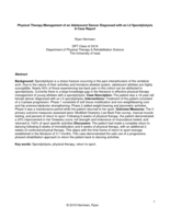 Physical Therapy Management of an Adolescent Dancer Diagnosed with an L5 Spondylolysis: A Case Report