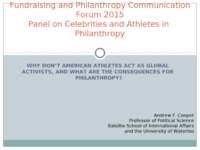 Why Don't American Athletes Act as Global Activists, and What are the Consequences for Philanthropy?