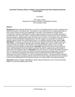 Functional Training to Return to Higher Level Activities after Brown Sequard Syndrome: A Case Report