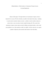 Killing Machines: A Moral Analysis of Autonomous Weapons Systems