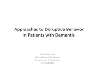 Approach To Disruptive Behavior In the Demented Patient