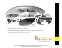 Non-Insulin Pharmacotherapy for Diabetes Mellitus Type 2