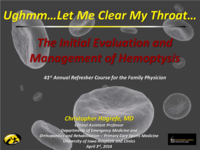 Initial Evaluation and Management of Hemoptysis
