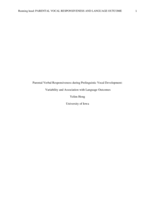 Parental Verbal Responsiveness during Prelinguistic Vocal Development:  Variability and Association with Language Outcomes