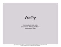 What Can We Do About Frailty  in the Elderly?