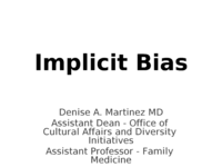 Implicit Bias in Healthcare; Recognition and Mitigation