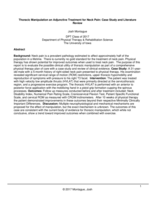 Thoracic Manipulation an Adjunctive Treatment for Neck Pain: Case Study and Literature Review
