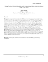 Utilizing Functional Electrical Stimulation for the Treatment of a Pediatric Patient with Cerebral Palsy:  A Case Report