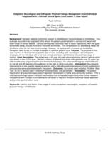 Outpatient Neurological and Orthopedic Physical Therapy Management for an Individual Diagnosed with a Cervical Central Spinal Cord Lesion: A Case Report