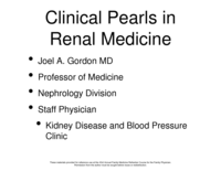 Clinical Pearls in Renal Medicine