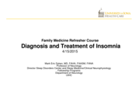 Diagnosis and Treatment of Insomnia