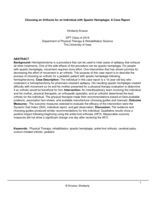 Choosing an Orthosis for an Individual with Spastic Hemiplegia: A Case Report