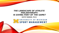 The Landscape of Athlete Philanthropy: Is Giving Part of the Game?