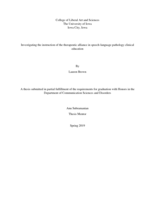 Investigating the instruction of the therapeutic alliance in speech-language pathology clinical education