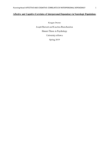 Affective and Cognitive Correlates of Interpersonal Dependency in Neurologic Populations