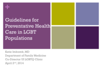 Guidelines for Preventative Health Care in LGBT Populations