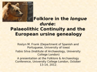 European Folklore in the longue durée: Palaeolithic Continuity and the European ursine genealogy