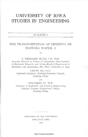 The transportation of detritus by flowing water (I)