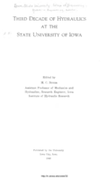 Third decade of hydraulics at the State University of Iowa