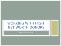 Working With High Net Worth Donors